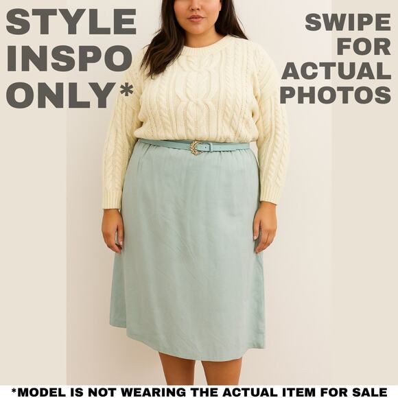 NWT Alfred Dunner 18W Aqua/Pastel Blue Straight/Pencil Skirt with Belt [0185] - Picture 2 of 7